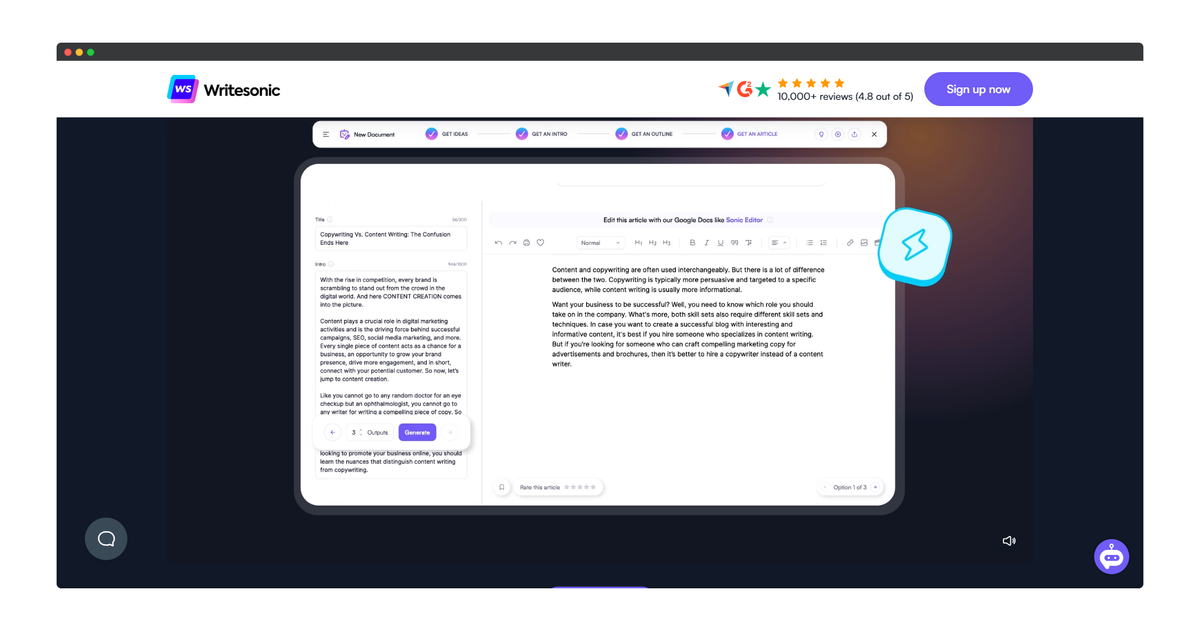 Writesonic ai chat content assistant
